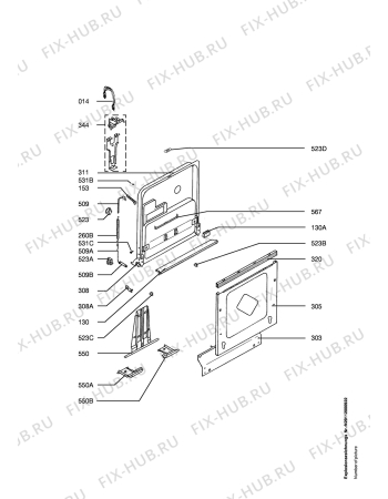 Взрыв-схема посудомоечной машины Arthur Martin ASI2665 W - Схема узла Door 003